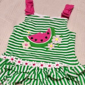 Kids Headquarters White and Green Striped Outfit